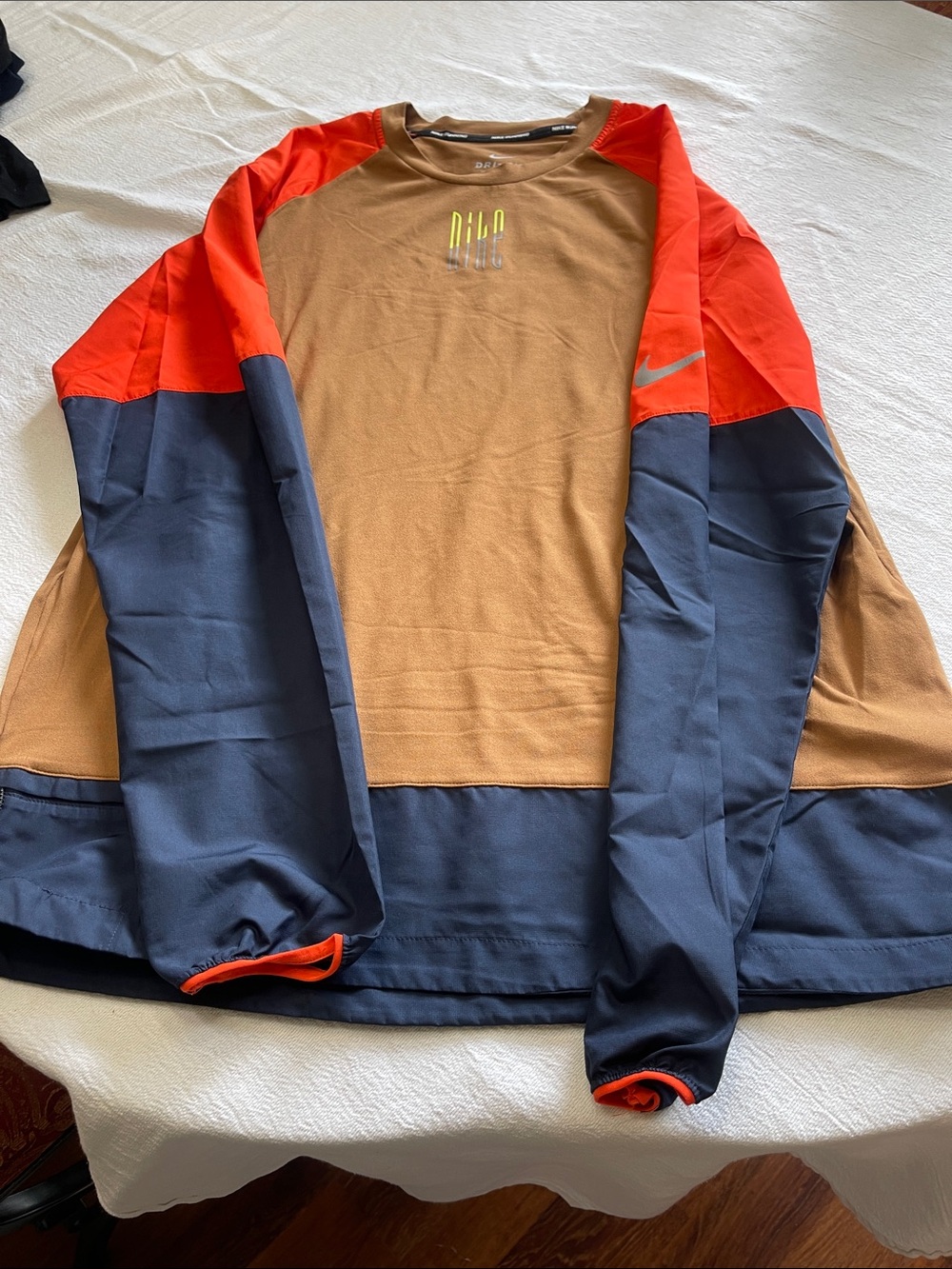 Nike Men’s Colorblock Lightweight Crew Jacket - Brown/Orange/Navy